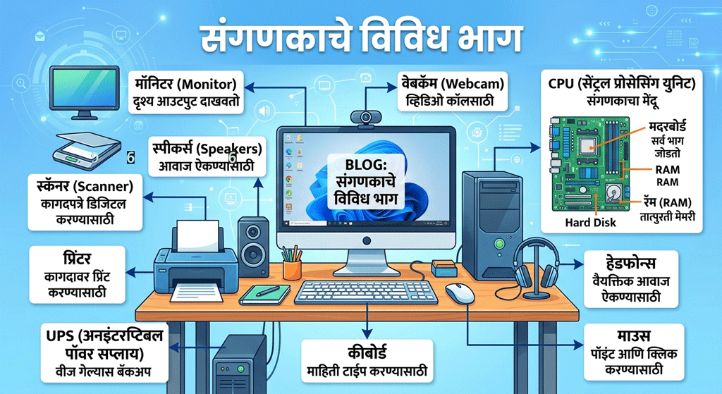 संगणकाचे विविध भाग (Parts of Computer)